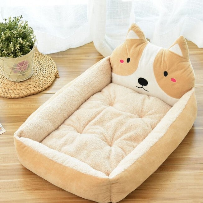 Cute Cartoon Character Pet Bed (Beige), BEIGE, hi-res image number 0