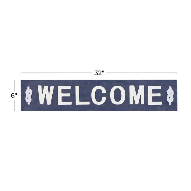 Coastal Blue And White Wood And Metal Welcome Sign, , alternate image number null