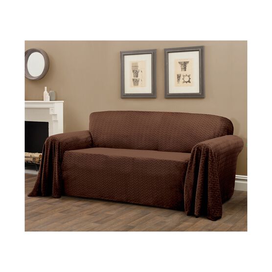 Mason Cable Knit Furniture Throw Loveseat Slipcover, CHOCOLATE, hi-res image number null