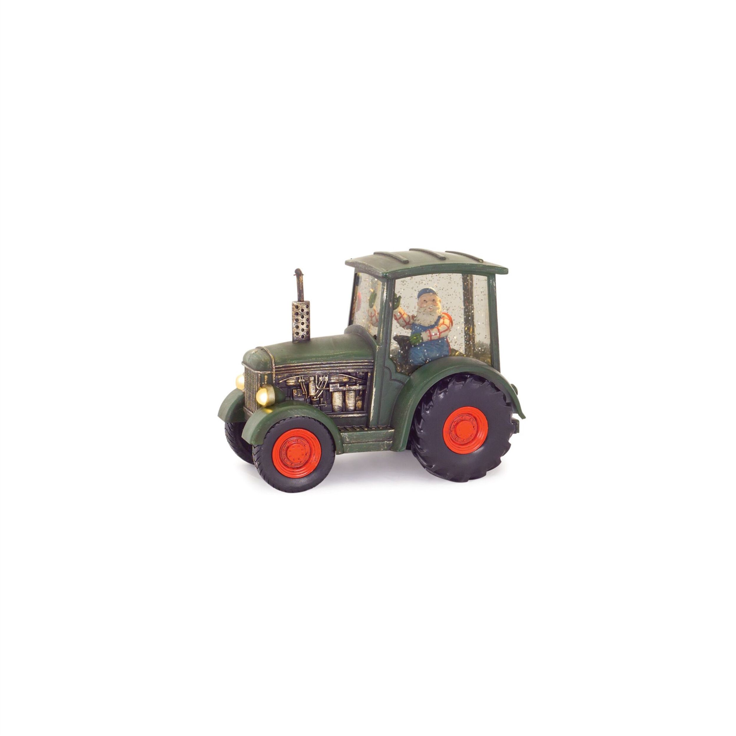 LED Snow Globe Tractor with Farmer Santa (Set of 2), RED GREEN, alternate image number 3