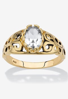 Gold over Sterling Silver Open Scrollwork Simulated Birthstone Ring