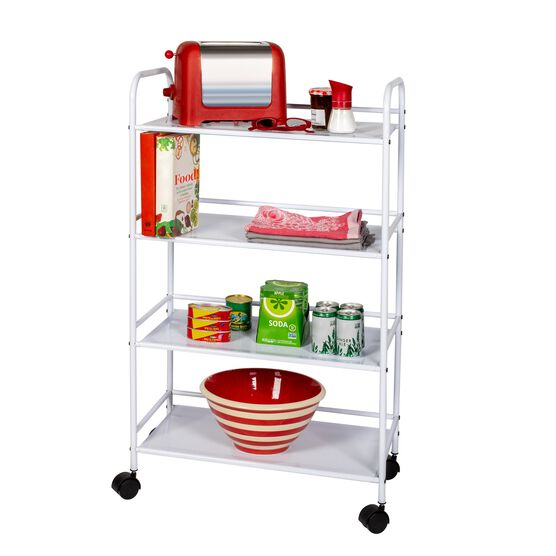 4 Tier Metal Cart With Wheels, White, , alternate image number null
