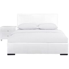 Hindes Upholstered Platform Bed, Gray, Full with 1 Nightstand