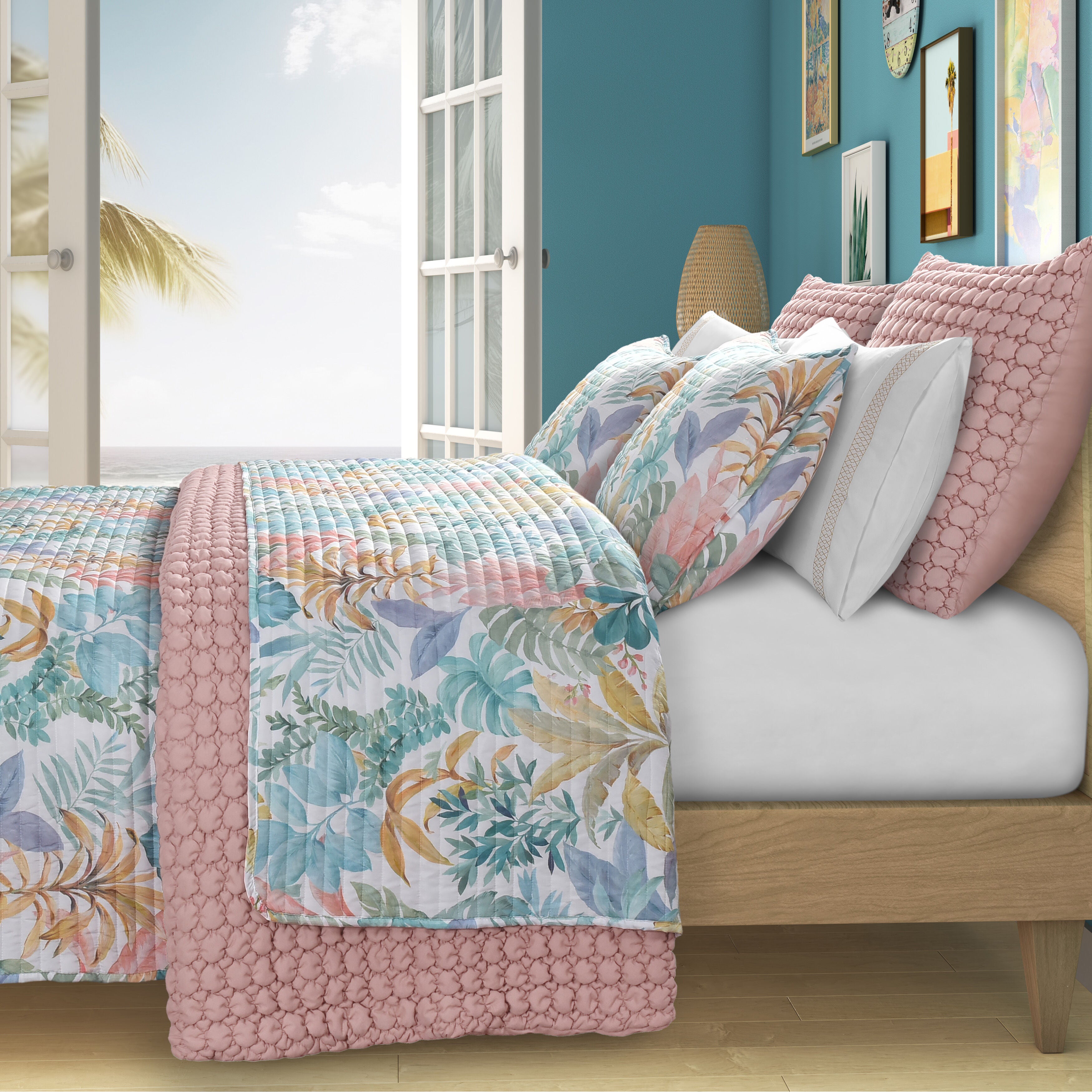 BAHAMA KING/CAL KING 3PC. QUILT SET, AQUA, alternate image number 2