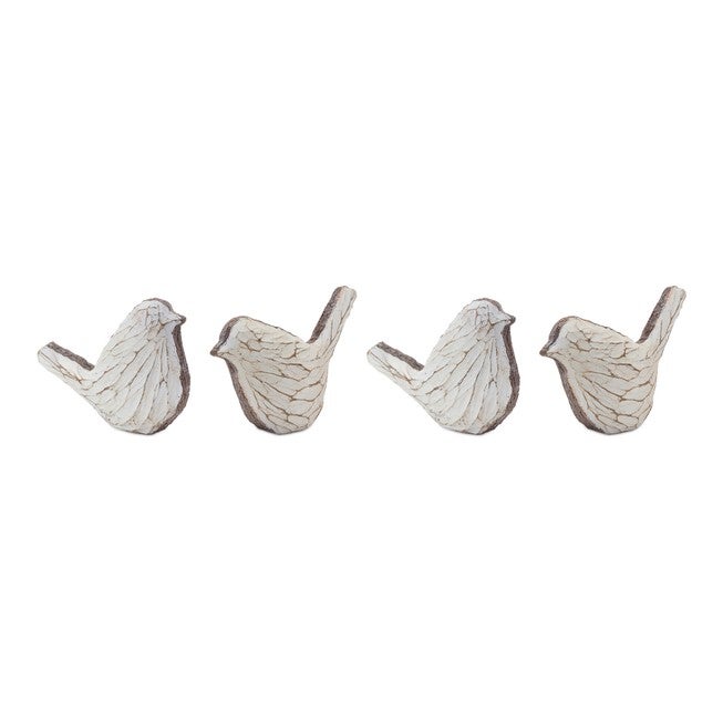 Carved Bird Figurine (Set of 4), CREAM BROWN, alternate image number null