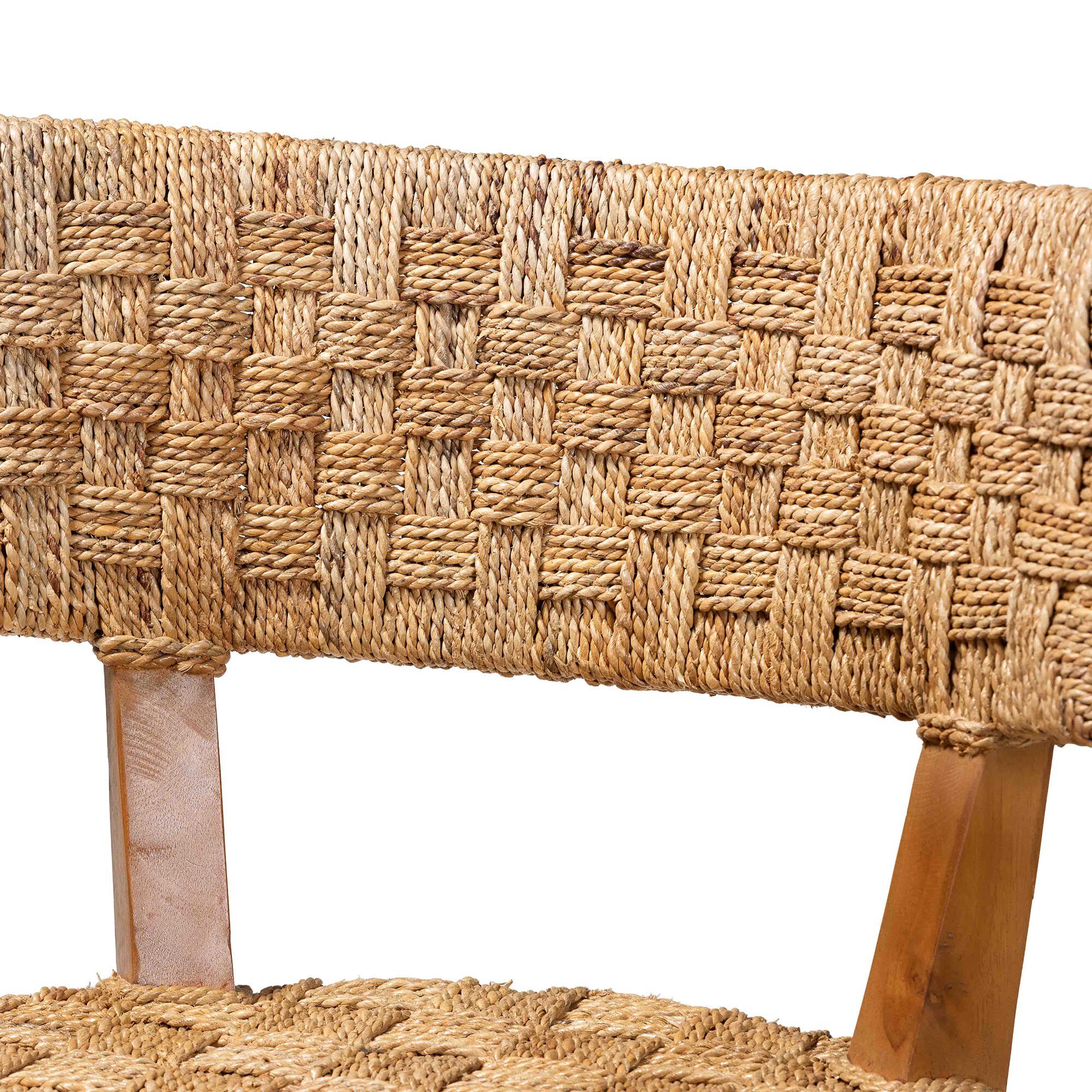 Sabit Bohemian Seagrass and Mahogany Wood Counter Stool, NATURAL, alternate image number 5