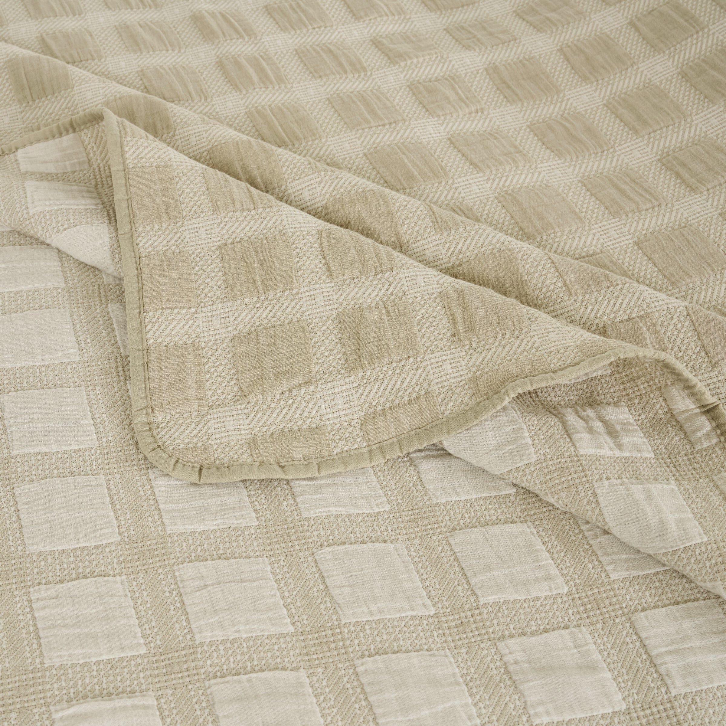 Millhouse 100% Cotton Classic Plaid Coverlet Set, TAUPE, alternate image number 3