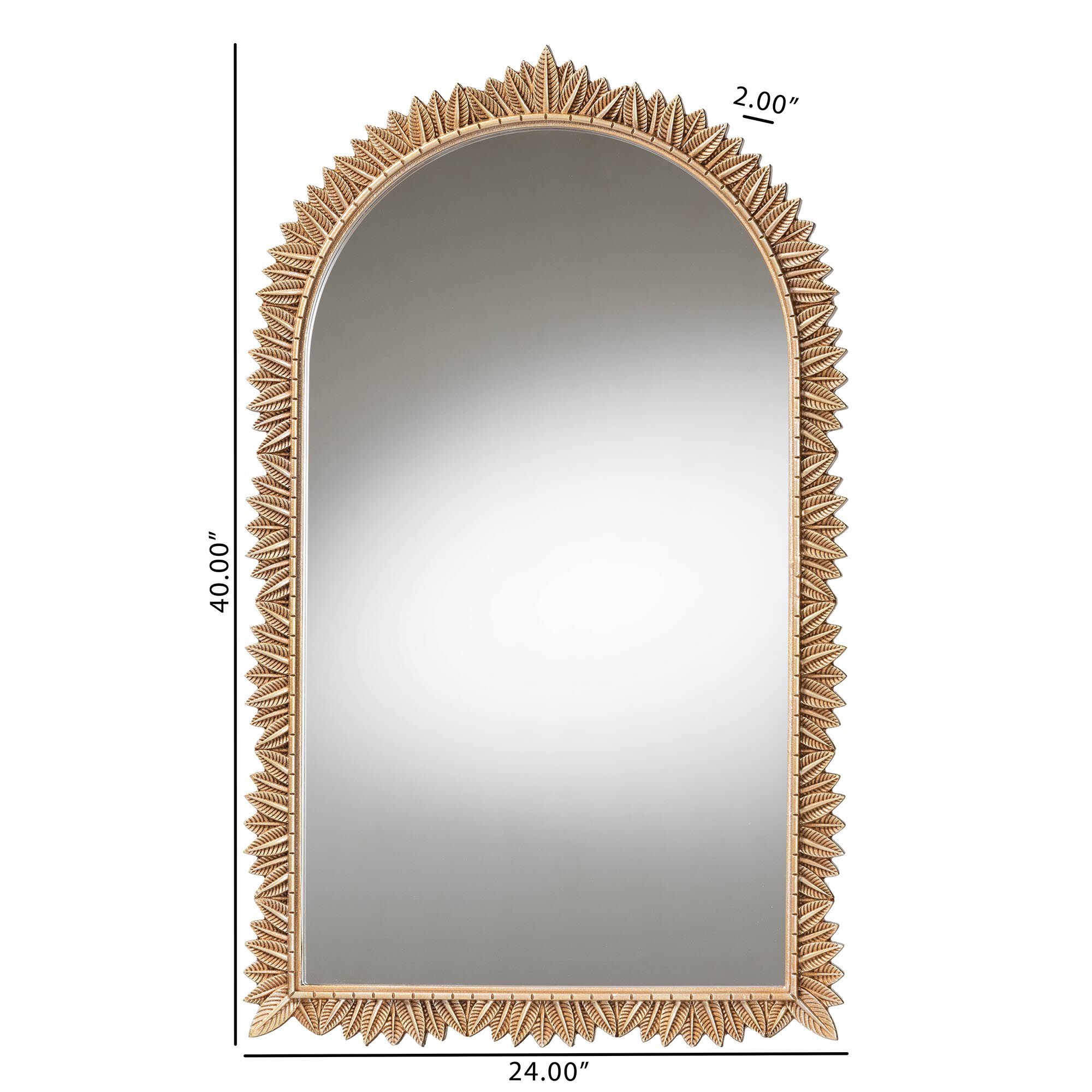 Caitlin Antique Gold Finished Wood Arch Accent Wall Mirror, GOLDEN, alternate image number 4