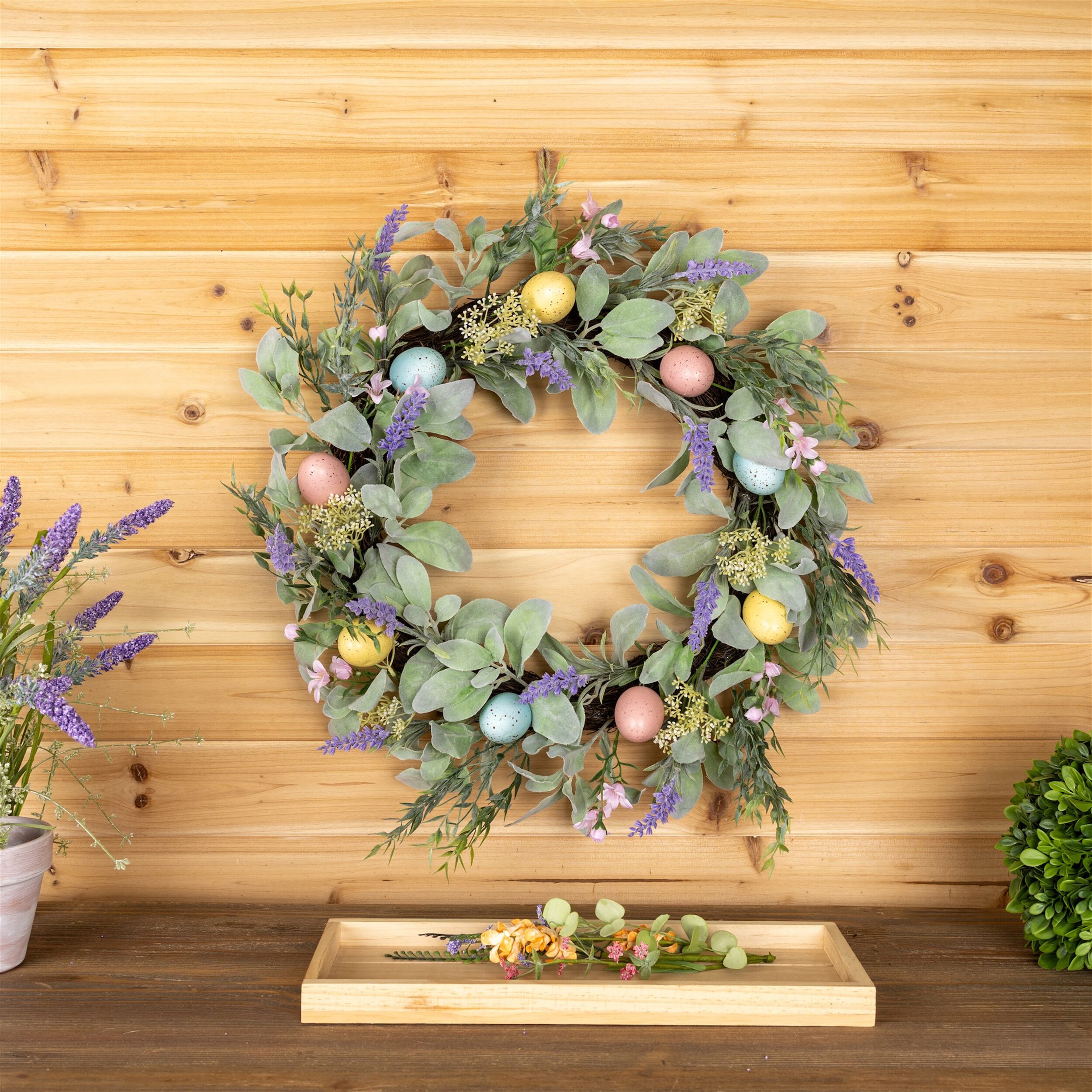 Pastel Egg Daisy Wreath, MULTICOLOR, alternate image number 2