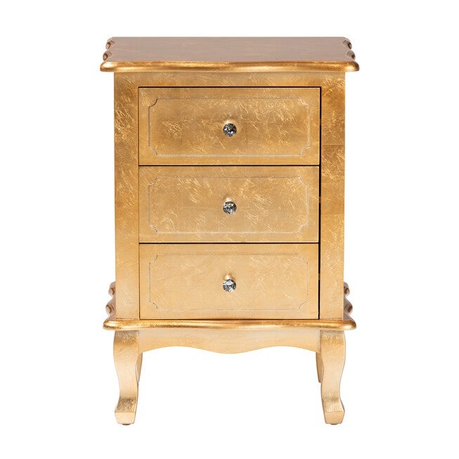 Newton Classic And Traditional Gold Finished Wood 3-Drawer Nightstand, , alternate image number 7