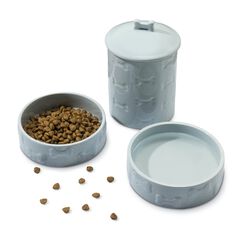 3 Piece Set Treat Jar And Pet Bowls Pet