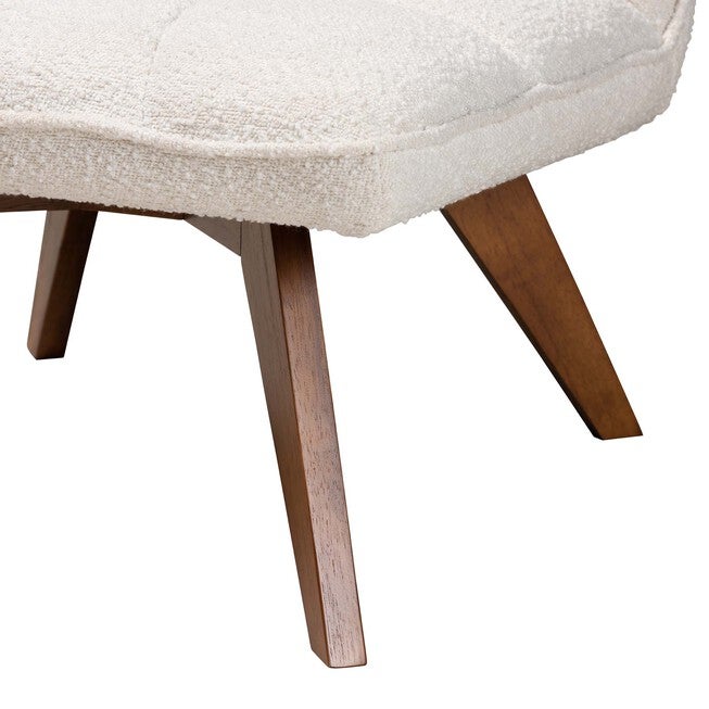 Darielle Japandi Cream Boucle Fabric And Walnut Brown Finished Rubberwood Accent Chair, , alternate image number 5