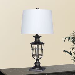28" Antique Silver Metal Table Lamp