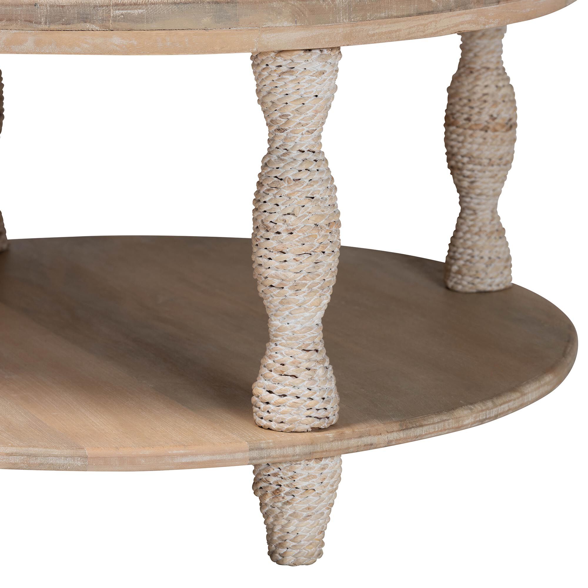 Lejane Wood Coffee Table with Seagrass Wrapped Legs, WHITEWASH, alternate image number 3
