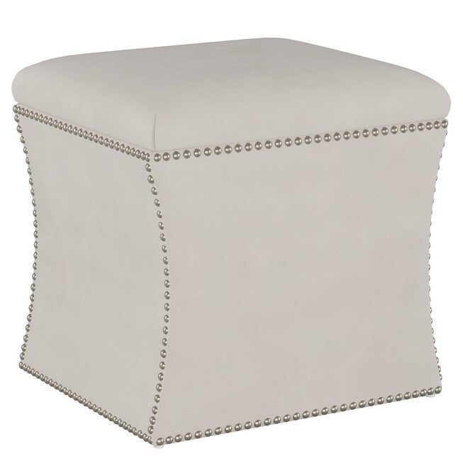 Microsuede Nail Button Storage Ottoman, PREMIER PLATINUM, hi-res image number 0