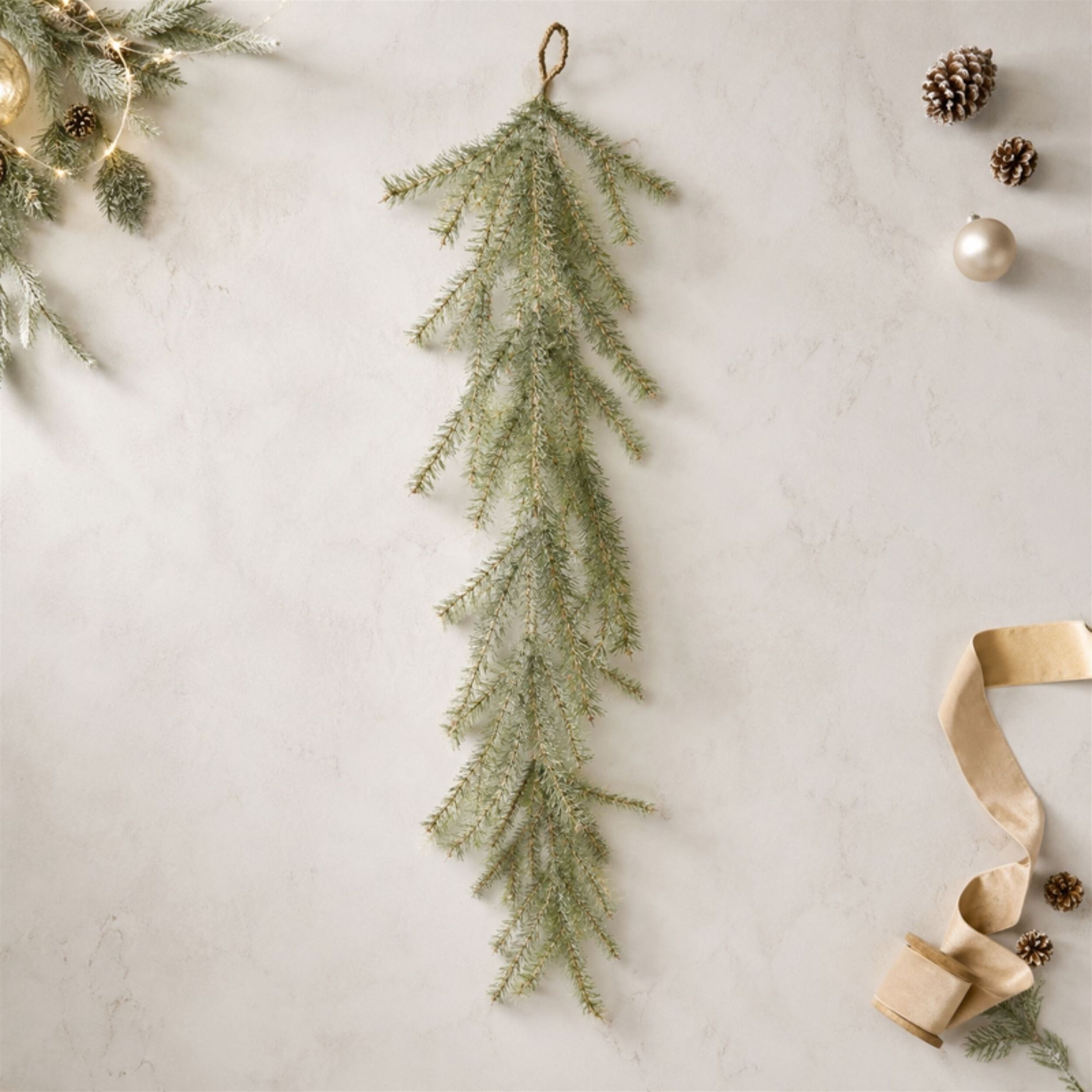 Glitter Pine Hanging Garland 48 inches, GREEN, alternate image number 1