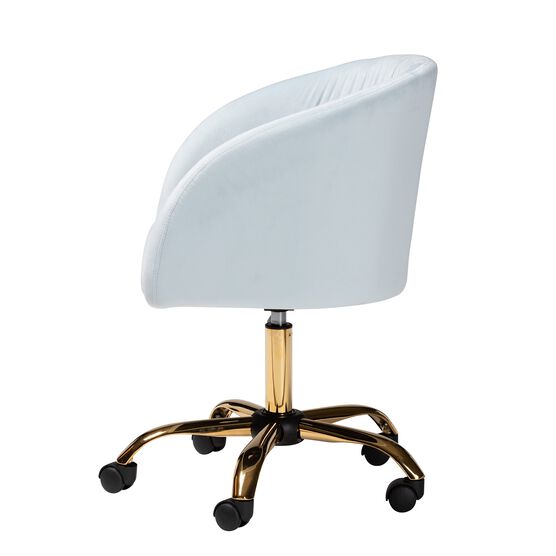 Ravenna Contemporary Glam And Luxe Aqua Velvet Fabric And Gold Metal Swivel Office Chair, , alternate image number null