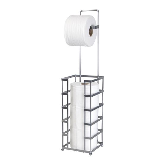 Free Standing Toilet Paper Reserve With Dispenser/Hook For Bathroo, Hold 4 Tissue Rolls, Chrome Finish W/Hk Echrome, CHROME, hi-res image number null