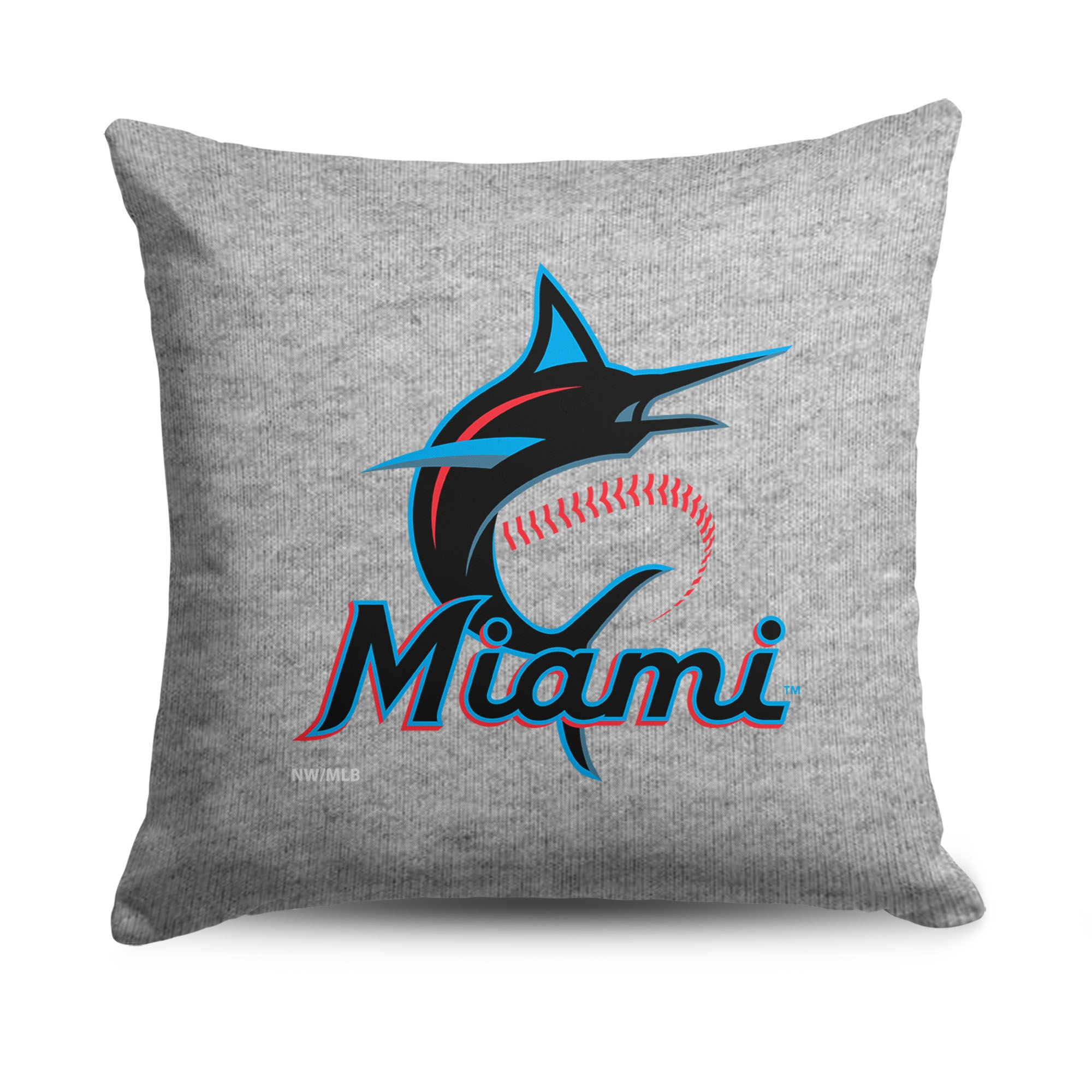 Miami Marlins MLB Primary Sweatshirt PIllow 16 Inches, GRAY, hi-res image number 0