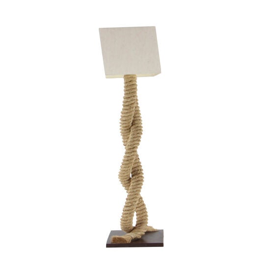 Brown Jute Rope And Iron Rustic Floor Lamp, , alternate image number null