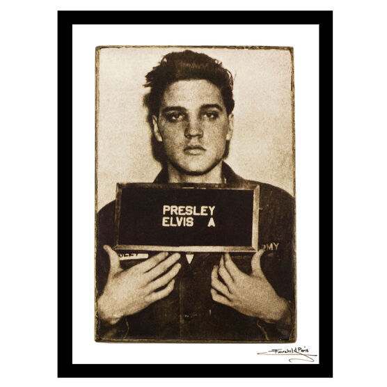 Elvis Presley Mugshot - White / Black - 14x18 Framed Print, WHITE BLACK, hi-res image number null