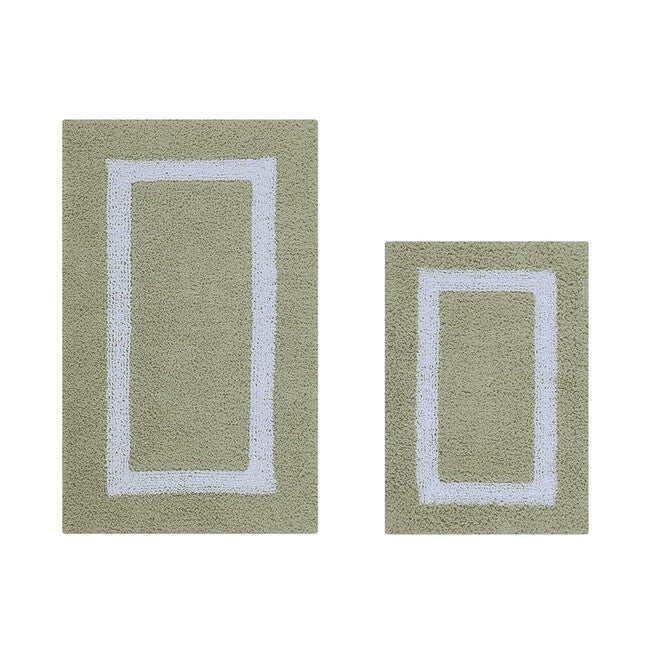 Hotel Collection 100% Cotton 2 Piece (17 inches X 24 inches | 21 inches X 34 inches) Bath Rug Set, SAGE WHITE, hi-res image number 0