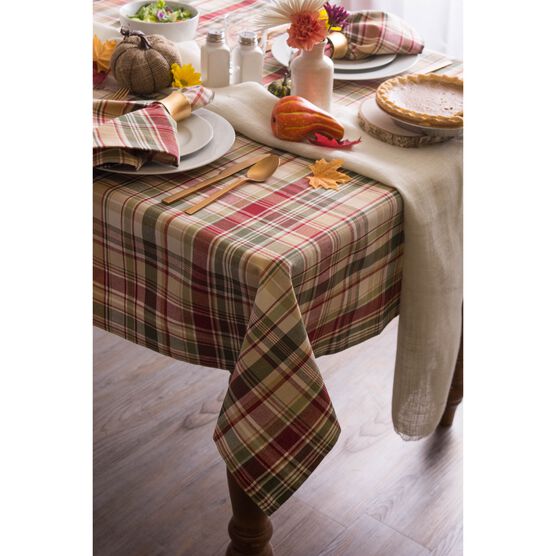 Give Thanks Plaid Tablecloth 70 Round, , alternate image number null