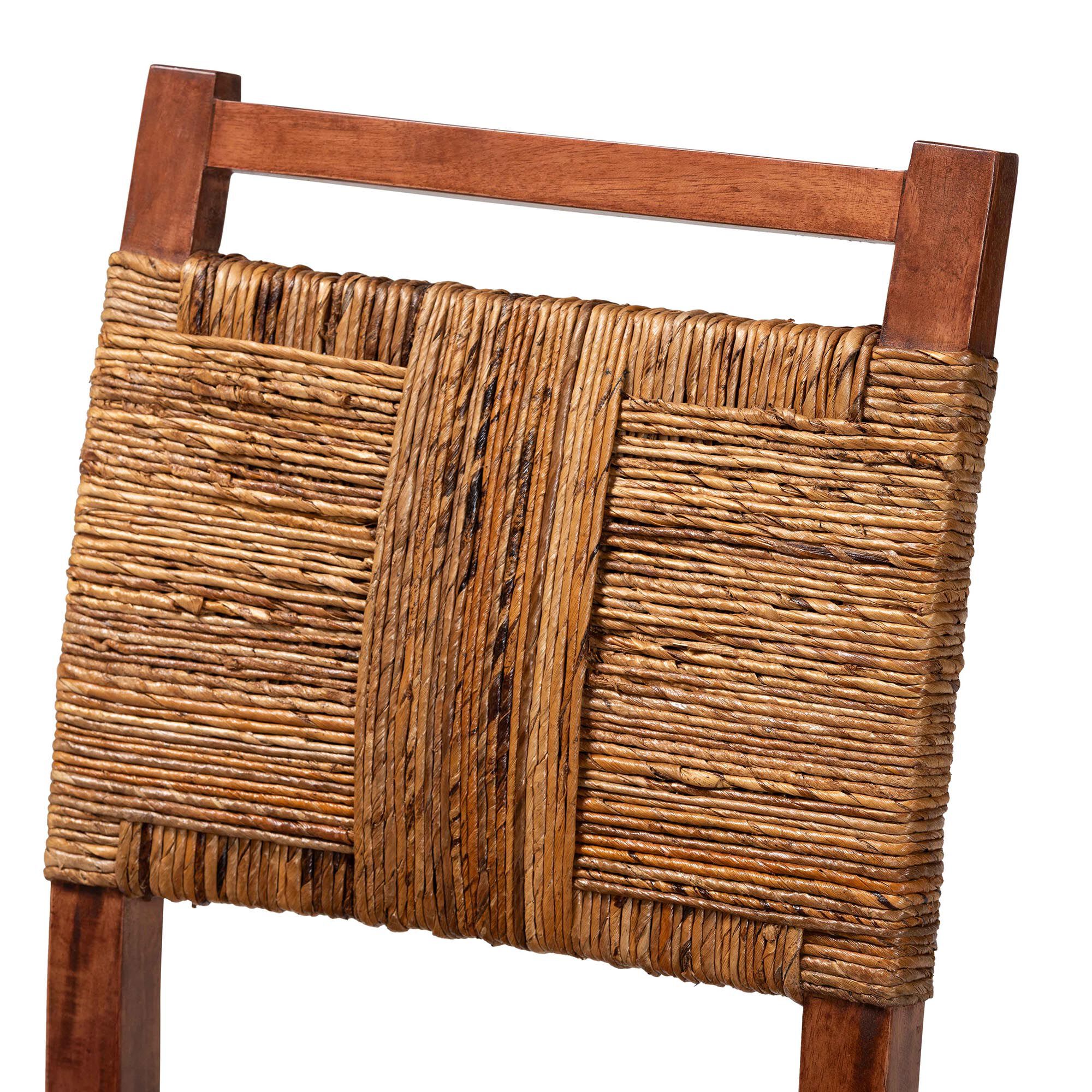 Chabela Handwoven Seagrass Dining Chair Set of 2- Solid Mango Wood Frame with Woven Seat and Backrest, BROWN, alternate image number 4