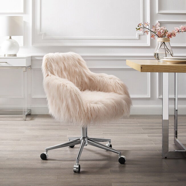 Dawson Faux Fur Barrell Office Chair Pnk, , alternate image number 12