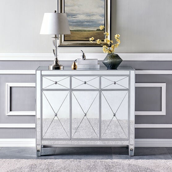 Mirage 3-Door Mirrored Cabinet, MIRROR, hi-res image number null