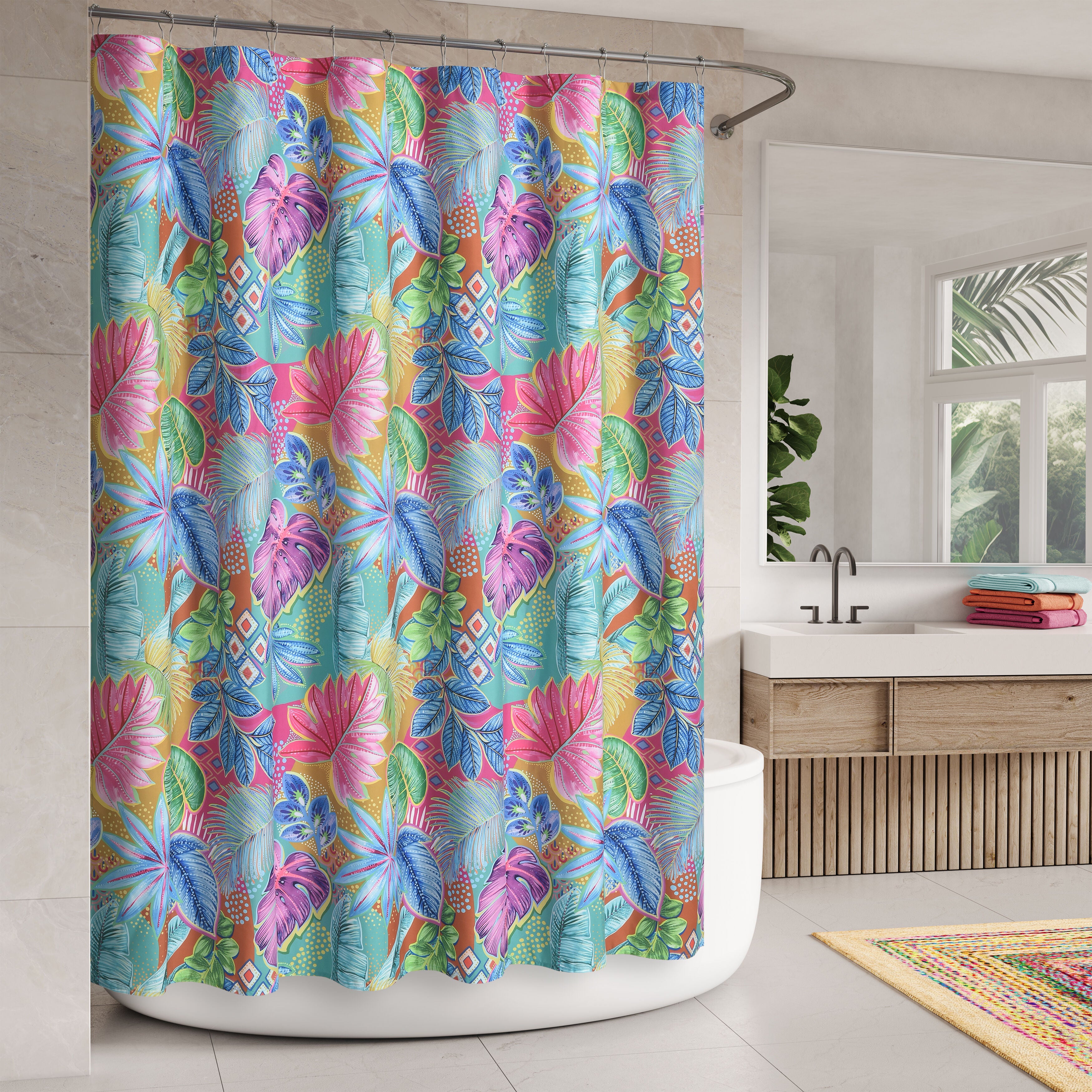 HANALEI SHOWER CURTAIN, PINK, hi-res image number 0