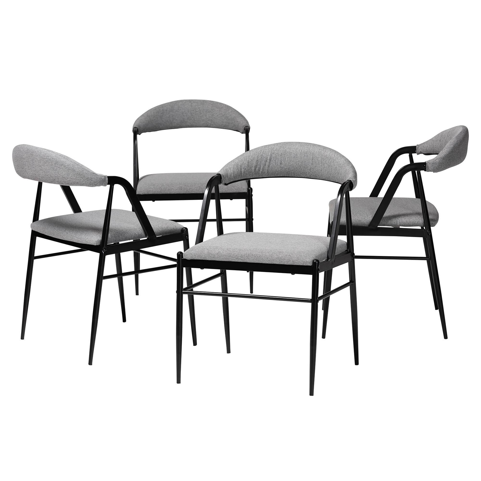Orrin Modern Industrial Fabric and Metal Dining Chair, GREY, alternate image number 1