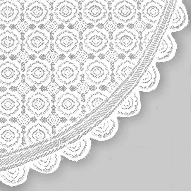 White Floral Polyester Lace Round Tablecloth, , alternate image number 3