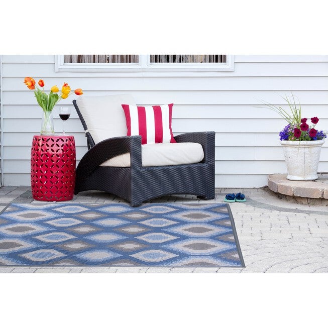 Blue Ikat Outdoor Rug 4X6 Ft Floor Coverings, , alternate image number null