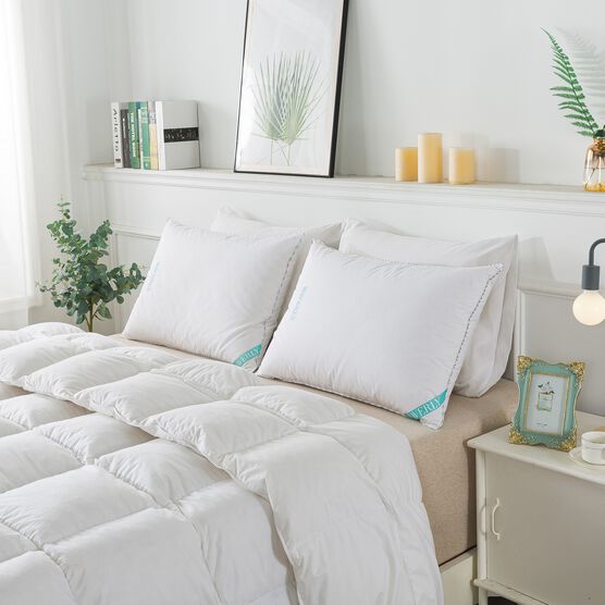 Antimicrobial 233 Thread Count Cotton White Duck Down Pillow Bed Pillow, , on-hover image number null