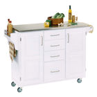 Large White Finish Create a Cart with Stainless Steel Top , STAINLESS STEEL, hi-res image number null