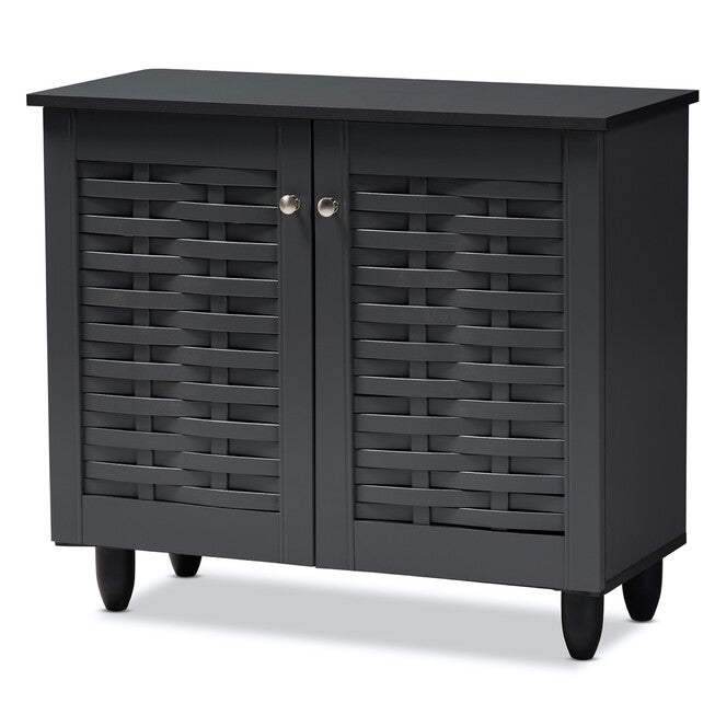 Winda 2-Door Wooden Entryway Shoe Storage Cabinet Furniture, GREY, hi-res image number 0