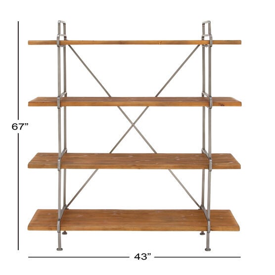 Dark Brown Wood Industrial Shelving Unit, 67 " x 43 " x 16 ", , alternate image number null