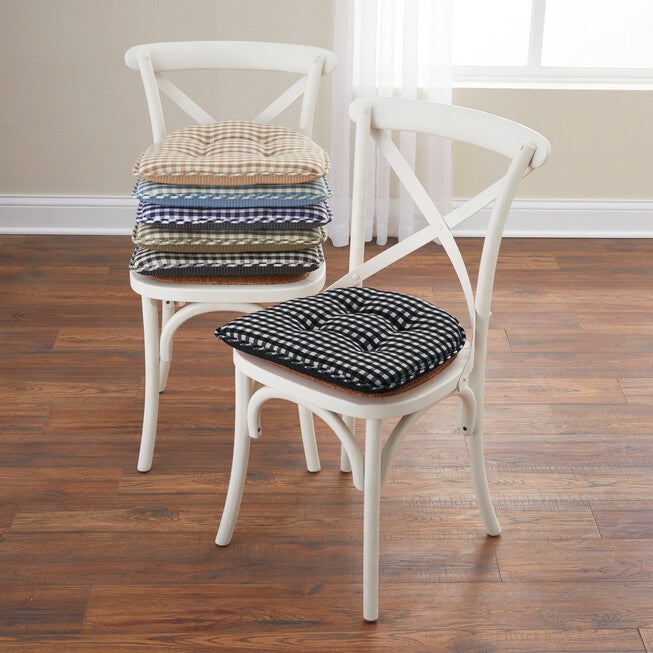 Gingham Gripper® Chair Cushion, BLACK, hi-res image number null