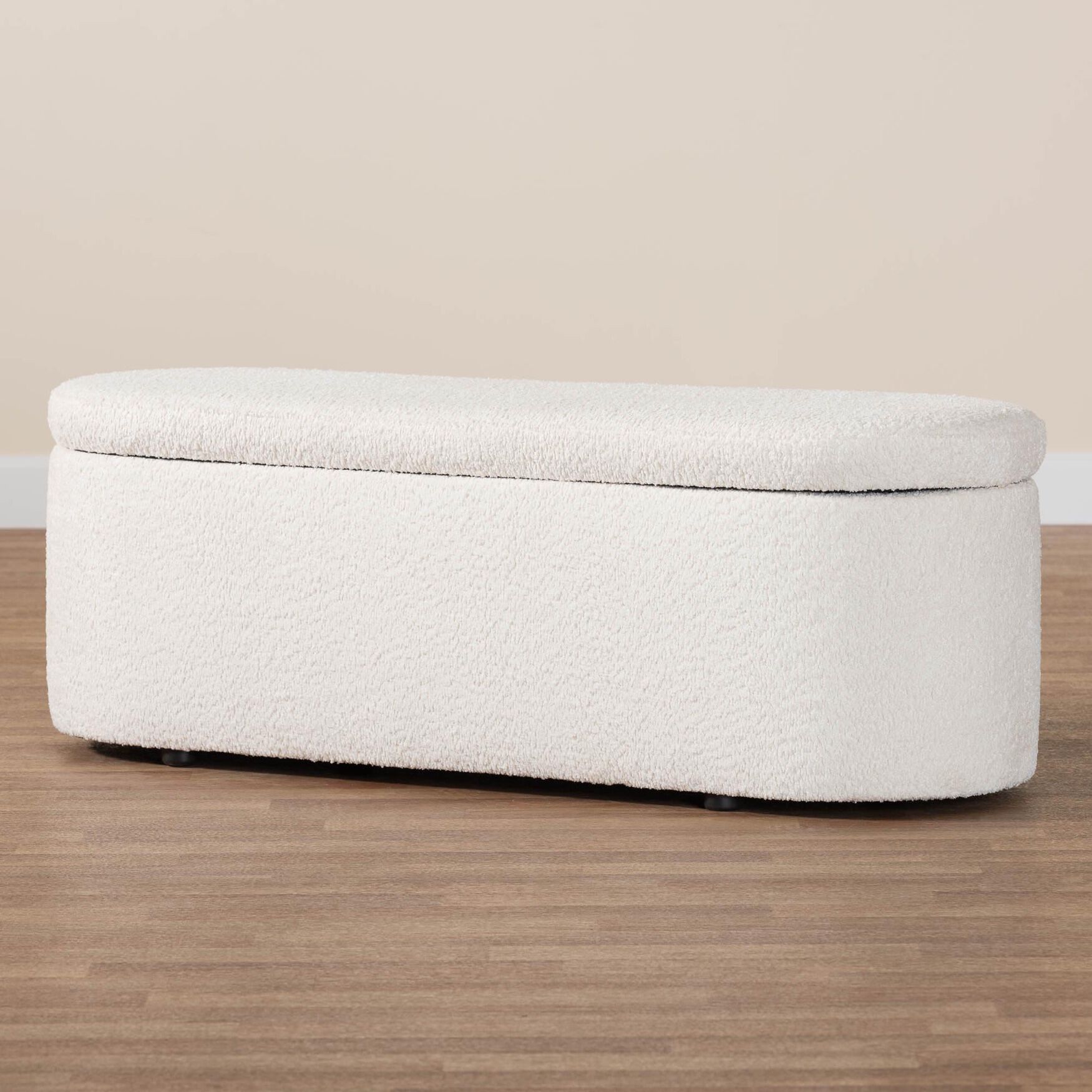 Lavina Modern White Teddy-Bear Fabric Storage Bench, , alternate image number 8