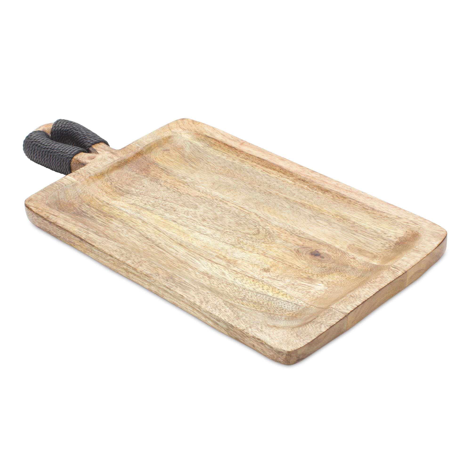 Mango Wood Cutting Board Style Tray (Set of 2), BROWN BLACK, alternate image number 1