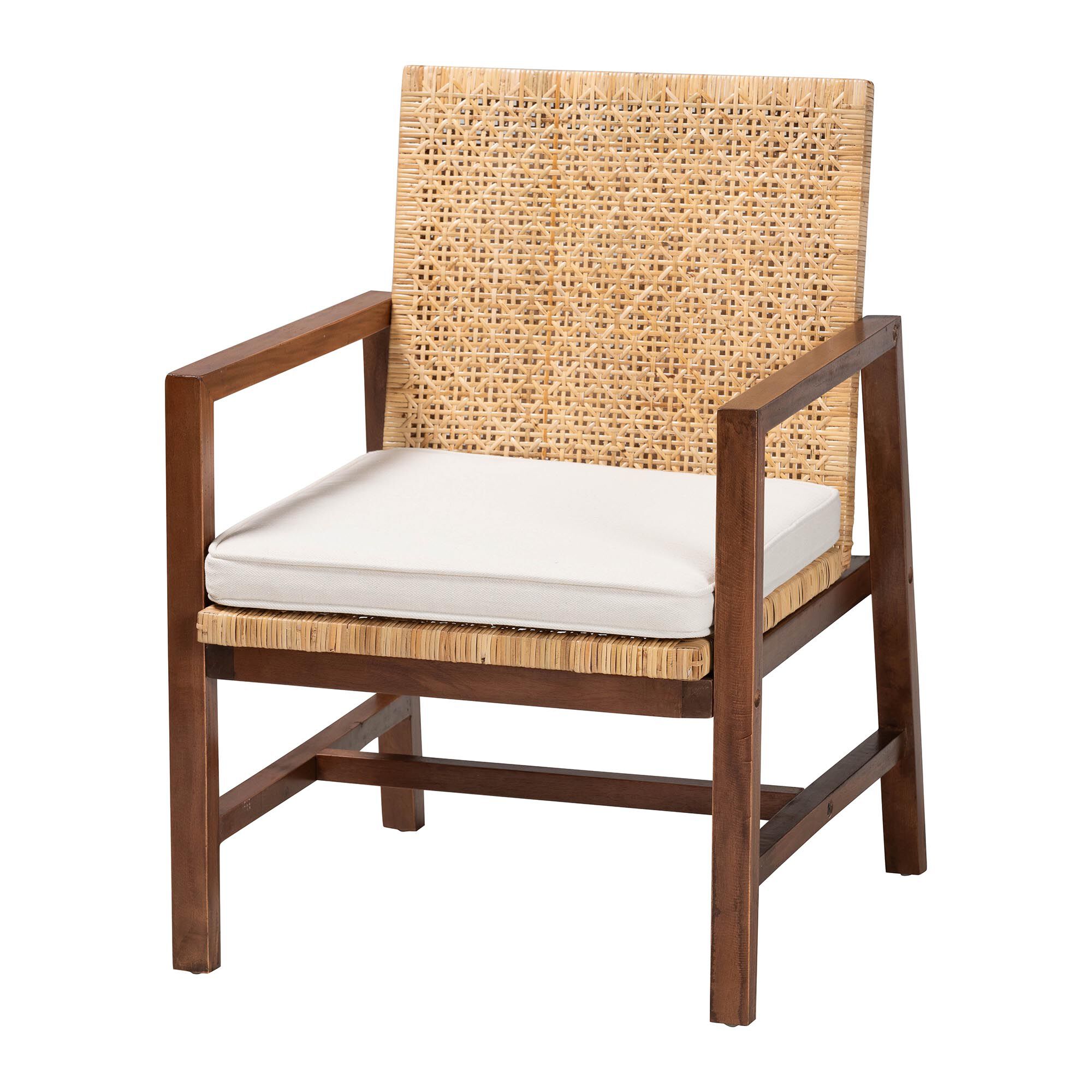 Lovina Bohemian Light Honey Rattan and Acacia Wood Arm Chair, BROWN, alternate image number 2