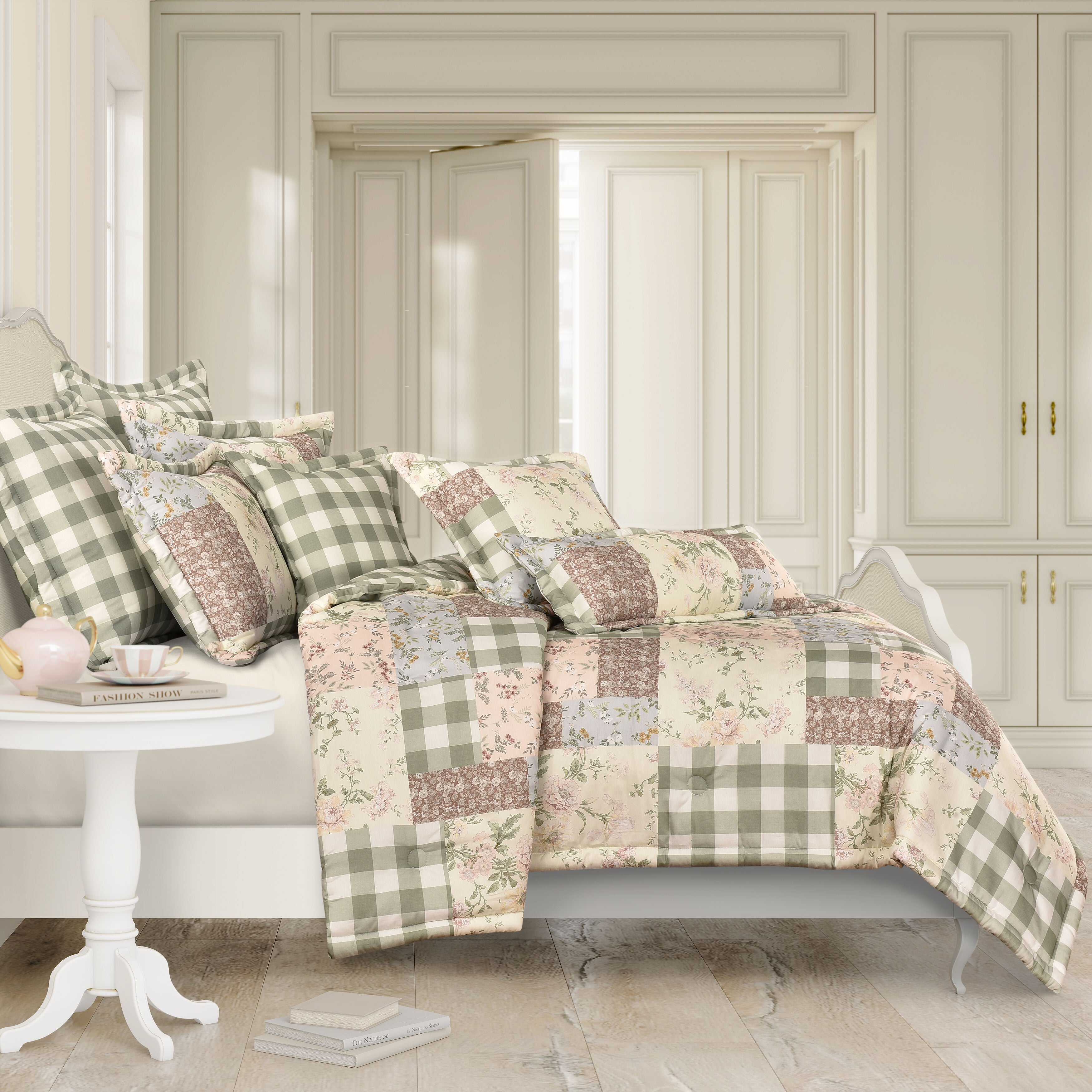 ELOISE FULL/QUEEN 3PC. COMFORTER SET, DUSTY ROSE, hi-res image number 0