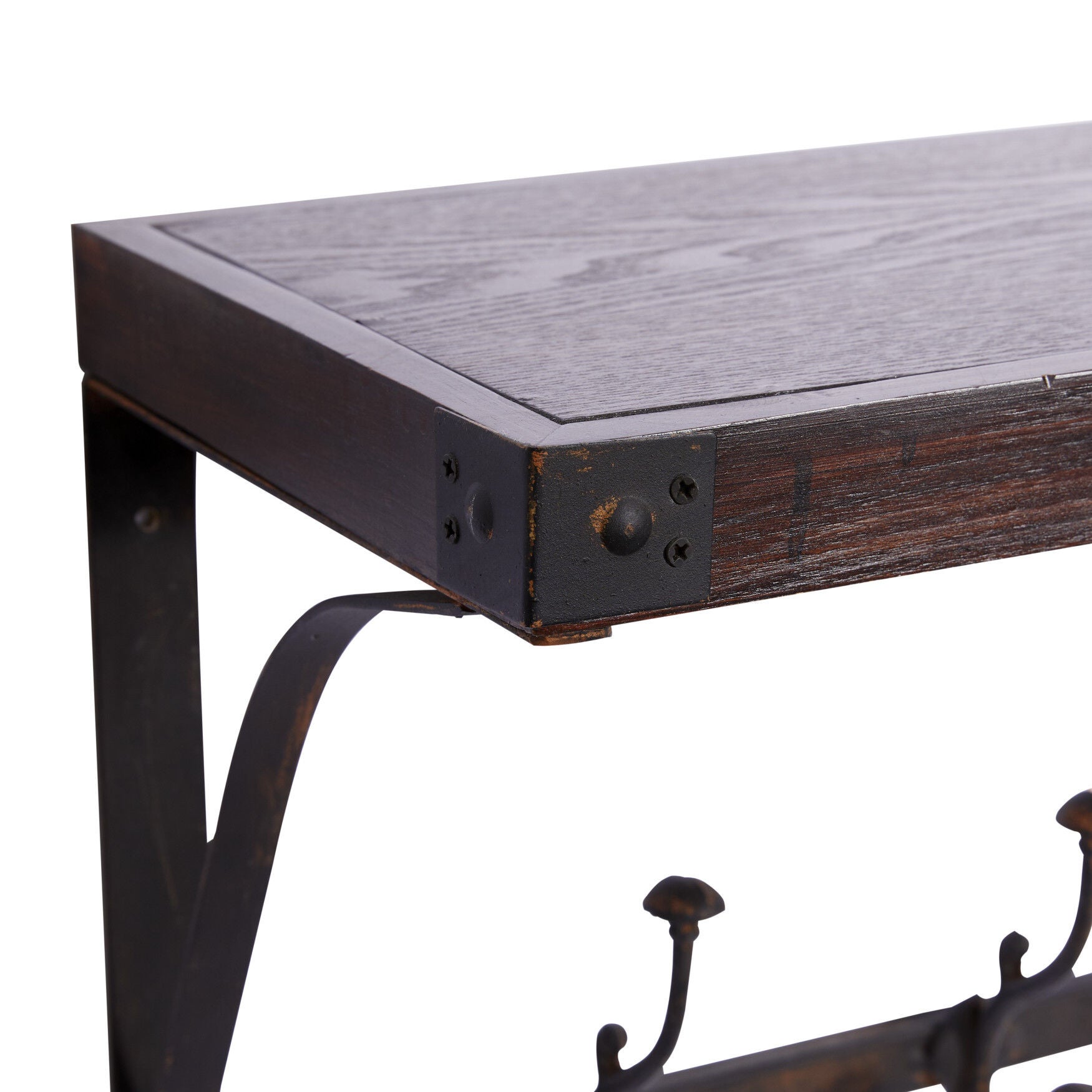 Brown Wood Industrial Wall Hooks With Shelf Wall Hook, , alternate image number 5