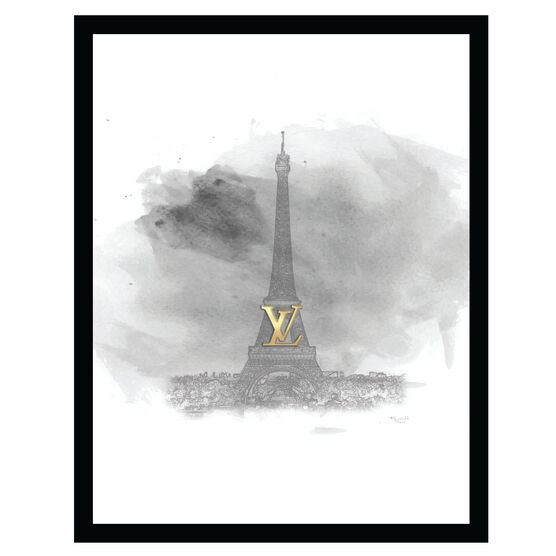 Louis Vuitton Paris Eiffel Tower - Grey / Gold - 14x18 Framed Print, GREY GOLD, hi-res image number null