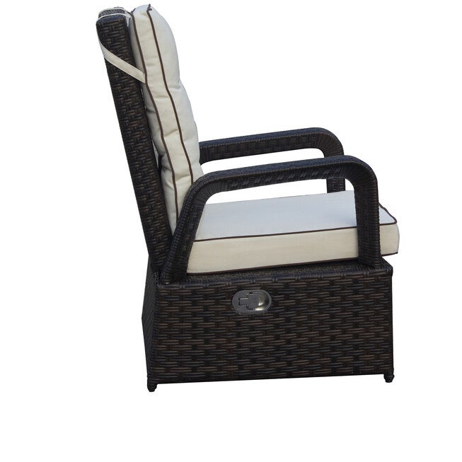 Brusell Outdoor Wicker Recliner Patio Chair With Cushions Patio Chair, , alternate image number 2