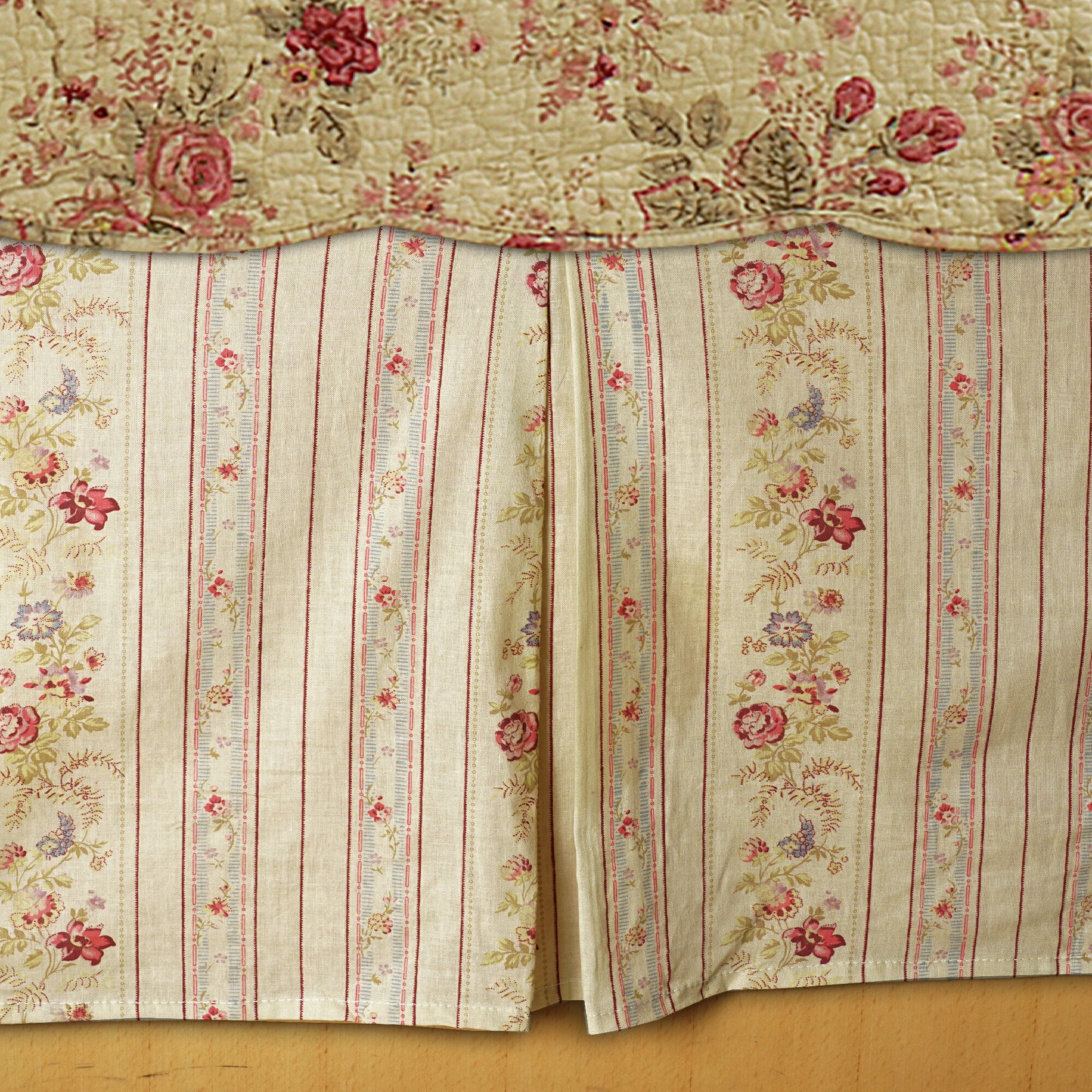 Antique Rose Vintage Floral Bedskirt, ECRU, alternate image number 2