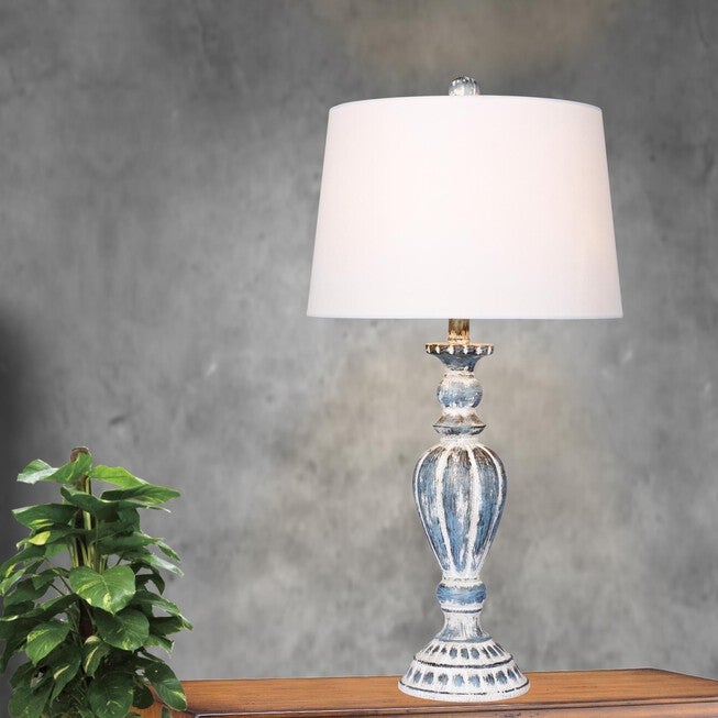 Cottage Antique Blue Resin 29.5 inches Table Lamp, Set 2, , on-hover image number null