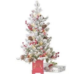 30" Pre-Lit Joy Flocked Berry Tree