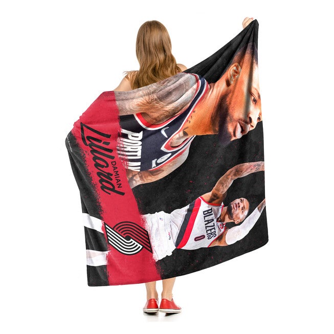 Nba 575 Trailblazers - Damian Lillard Silk Touch Throw Blanket, , on-hover image number null